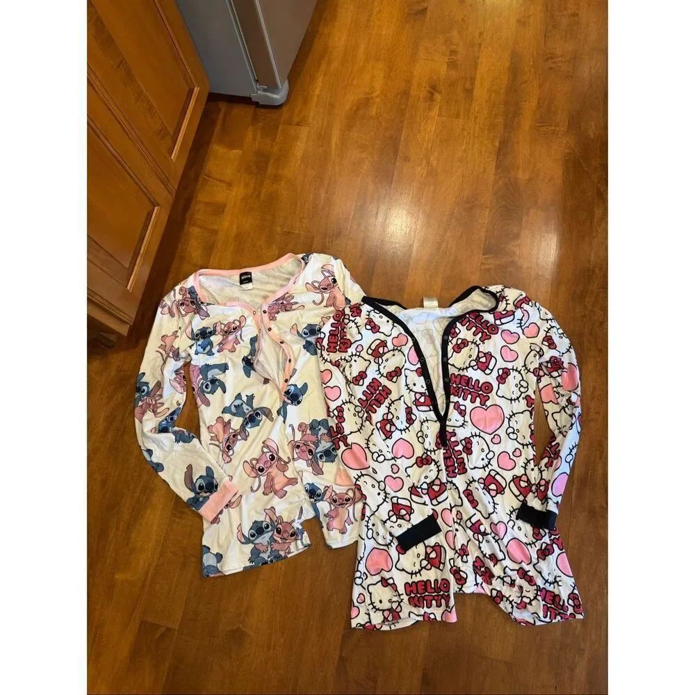 Disney Stitch & Angel Sleep Romper Pajama One Piece Women’s Size Large Kawaii Lo